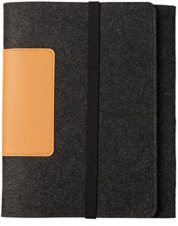 luxdag Organizer aus Filz mit veganem Lederpatch und Gummiband A4 (Motiv & Größe wählbar) - Multifunktionale iPad, Kindle Hülle - Office Schreibmappe für unterwegs
