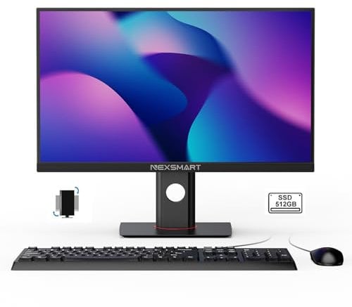 Ordenador de sobremesa Todo en uno de 23,8 Pulgadas con Core i7 Ordenador Todo en uno 8GB DDR3 512 G SSD, Soporte Dual Band WiFi Blutooth 4.2 Ratón y Teclado con Cable Negro (Pantalla no táctil)