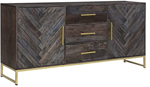HOMELIV. Module Sideboard in Akazie Grau/Gold, 180x39x80 cm, mit viel Stauraum, das Highlight in Ihrem Wohnbereich