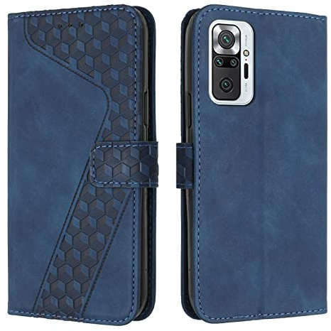 OKZone Coque pour Xiaomi Redmi Note 10 Pro/Redmi Note 10 Pro Max, Etui Protection Housse Premium en Cuir PU Portefeuille Étui Téléphone [Fermoir Magnétique] [Fentes pour Cartes] Flip Case（Bleu