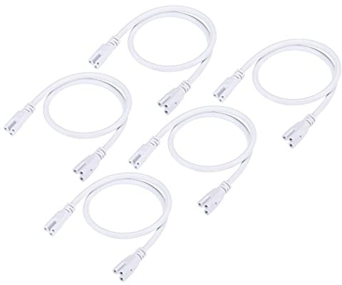YOKIVE 5 pcs T5 T8 LED Tube Connecteur Rond Câble, Extensible Cordon avec Double Fin Connecter éclairage Tubes, Excellent pour LED Intégré Tubes (Blanc, 1.64-Pieds)