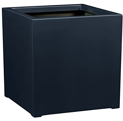 BARTPOL Blumentopf eckig D992C 50x50x50cm Pflanzkübel Quadratisch aus Fieberglas I Blumenkasten Quadratisch außen/innen Pflanzkübel Fiberglas- Anthrazit matt