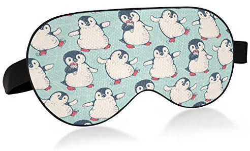 Schlafmaske Pinguin Ice Cream Night Eye Shade Cover Weicher Komfort Augenbinde Blockout Light Verstellbarer Riemen für Männer und Frauen