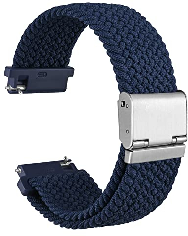 WOCCI 22mm Bracelet Montre en Nylon Tressé pour Homme et Femme, Réglable Boucle Argentée (Bleu)