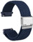 WOCCI 22mm Gewebtes Nylon Uhrenarmband für Damen und Herren, Schnellverschluss, Verstellbare Silberne Schnalle (Blau)