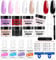 Dip Powder Nail Kit Starter, Wakaniya 8 Colors Clear White Nude Dipping Powder Nail Kit with Base Top Coat Activator Dip Manicure Kits, Quick Dry Dip Powder Set for DIY Home & Salon
