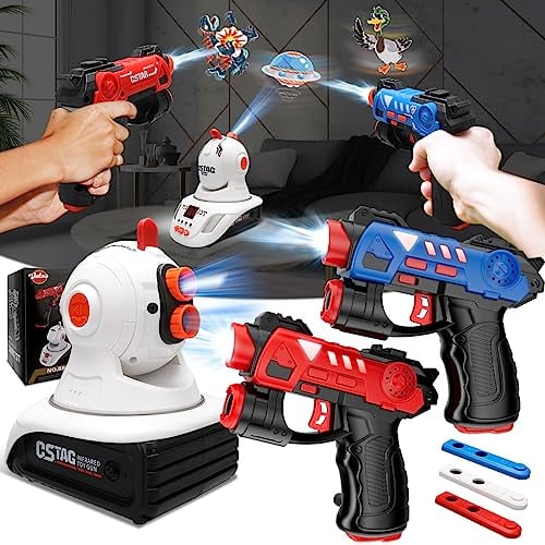 VATOS Laser Tag Game Set avec projecteur - 2 Joueurs Mini Laser Tag Guns pour Enfants Garçons 3+, Intérieur/Extérieur Jeu Jouet pour activité familiale pour 4 5 6 7 Garçons Filles Cadeau