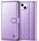 Kuafcase Compatible for iPhone 13 Case with 4 Card Slots Magnetic Closure Kickstand Shockproof Protective Phone Case Compatible for iPhone 13 - Light Purple