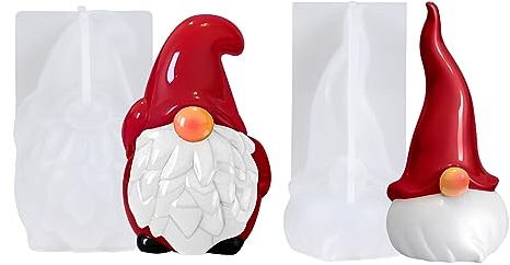 YoniYa 2 Stück Silikonform Kerze Wichtel Weihnachten Zwerg Silikon Weihnachtsmann Silikonform DIY Silikon Kerzen Gießform Seifenform DIY Wichtel Fondant Gießform Für DIY Weihnachten Deko