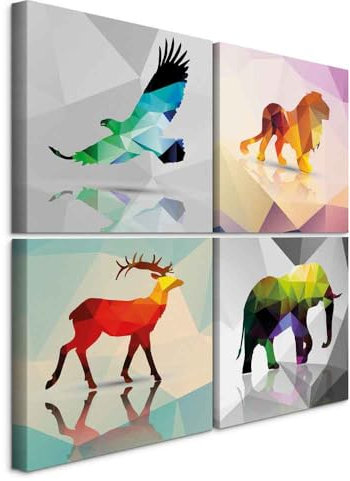 murando Akustikbilder Set Tiere 4 Teilig je Akustikschaum Hochleistungsschallabsorber Schallschutz Leinwand Wandbild Raumakustik Schalldämmung bunt g-B-0073-b-i