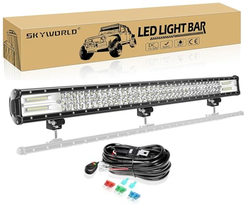 SKYWORLD 7D 39 Zoll 540W Offroad-LED-Lichtleiste 12 V 24 V Flut-LED-Leiste/Arbeitsscheinwerfer Bootslichtleiste Scheinwerfer für Auto, Jeep, LKW, SUV, 4x4, ATV mit Kabel