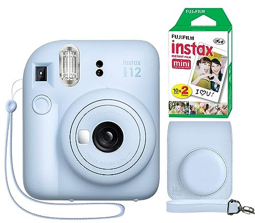 Fujifilm Instax Mini 12 Instant Camera + Minimate Custom Case + Fuji Instax Film 20 Sheets Twin Pack (Pastel Blue)