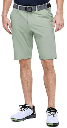 Outdoor Ventures Men's Golf Shorts Dry Fit, 11 Lightweight Quick Dry Golf Stretch Bermuda Shorts Performance Casual Shorts with Pockets for Golf Travelling and Working Ice Green 32