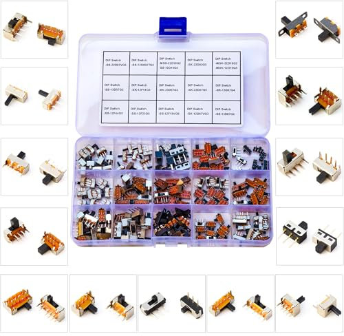 Kidisoii Slide Switch Assorted Kit, Mini Micro PCB Panel Slide Switch 2Pin 3Pin 4Pin ON/Off ON/Off/ON Switch Arduino Breadboard Electronic Dip SlideSwitch for Electronics DIY Assortment Kit