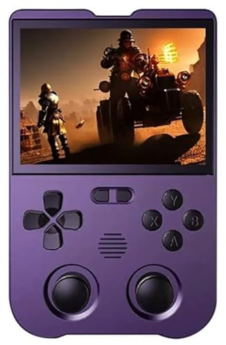 XU10 - Consola de juegos portátil con 10,000 juegos integrados, pantalla IPS de 3.5 pulgadas, sistema Linux RK3326S Chips Consola de juegos retro nostálgica portátil - 64G (morado)