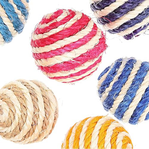 Vebetter 9 Stück Sisal Seilball, 4,3cm Katze Sisal Ball, Katzenspielzeug Bälle, Umweltfreundliche Kätzchen Bälle, Haustier Kratzball, Interaktiver Sisalball für Haustier Katzen Spielen.