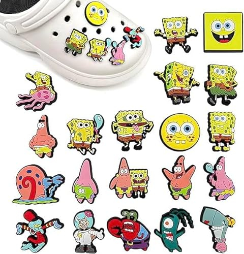 FiveMileBro 20 Stücke Cartoon Schuhdekoration Schuh Anhänger, Schuh Charms, DIY-Armband, süß Zum Dekorieren von Schuhen, Schuh-Charm für und Kinder Erwachsene (Yellow)