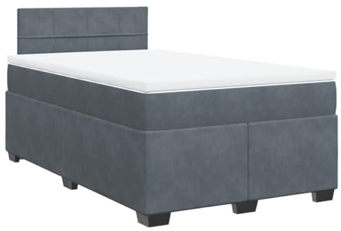 vidaXL Boxspringbett mit Matratze Dunkelgrau 120x200 cm Samt
