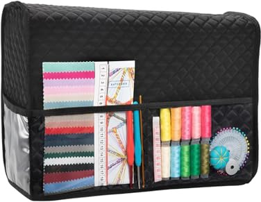 Rrlihjgu Nähmaschinen-Hartschalen-Hülle, Staubschutz für Nähmaschinen, Staubschutzhülle, Polyester, faltbar, mit Taschen für die meisten