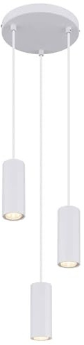 Pendant Light Dining Room Lamp White 3-Bulb Ceiling Light Hanging Aluminium Metal 3x GU10 Sockets Diameter 21 x Height 120 cm