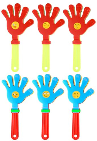 Laroal 6 Stück Handklöppel, Kunststoff-Klöppel-Sounder, 24 cm, Handklöppel, Finger-Sounder für Sportveranstaltungen, Basketball, Fußballspiele, Partygeschenke (zufällige Farben)