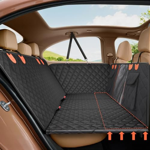 Gimars Mise à Niveau 157x132cm Extension Base Dure Protection Voiture Chien Supporte 181kg, Imperméable Antidérapant Housse de Siège Chien AVCE Fenêtres en Filet Ceintures Sécurité pour VUS Camion