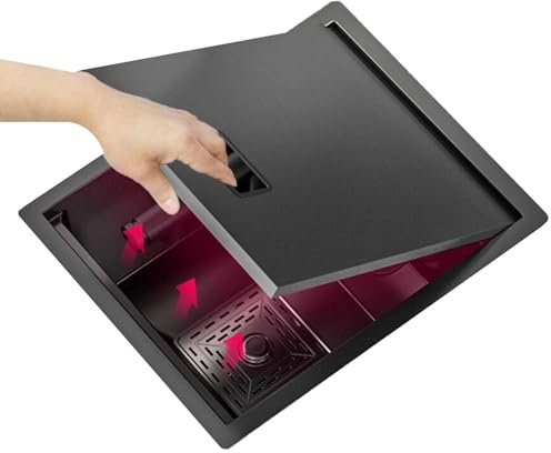 PEBFHSQW Fregadero Invisible Con Tapa De Grifo Extraíble Elevable Fregadero De Cocina Para Bar Al Aire Libre De RV Studio Fregadero Oculto De Acero Inoxidable Lavabo Para Verduras herramientas(32*39*2
