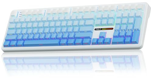 AULA F108 Wireless Gaming Keyboard Full Size,3 Mode 2.4GHz/BT5.0/USB-C Mechanical Keyboards with Five Layers Filling,Pre-lubed Switch,RGB,Creamy Sound,Hot Swappable Custom Keyboard (Blue)