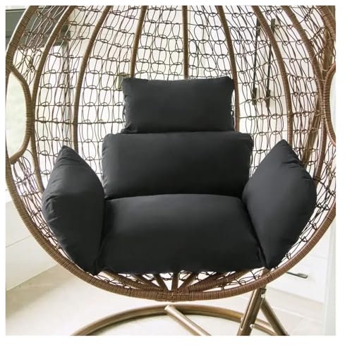Hängendes Ei Stuhl Kissen im Freien - Haltbare Rattankorb Schaukel Pad für Terrasse & Garten - Bequemes schwarzes Kissen für Strandkorb & Indoor Schaukel - Perfekt für Entspannung