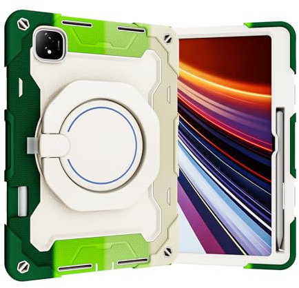 nincyee Tablet Silicone Case for Honor Pad GT Pro 12.3/MagicPad 2 12.3,Heavy Duty Protective Shockproof Case with Pencil Holder,Shoulder Strap,Rotating Large Ring Hanging Kickstand for Kids