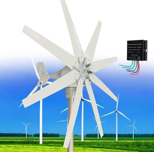 Aerogenerador 18000W 12V 24V 48V Generador de Turbina Eólica 8 Palas Aerogenerador Eolico Domesticos Generador Molino Eolico Controlador de Carga para Hogar, Chalets(48V)