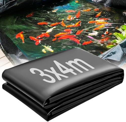 3m x 4m Bache Bassin, 0.2mm Epaisseur Bâche pour Bassin Extérieur, HDPE Liner Bassins Jardin pour Préformé Jardins Aquatiques, Poisson, D'agrément, Cascade