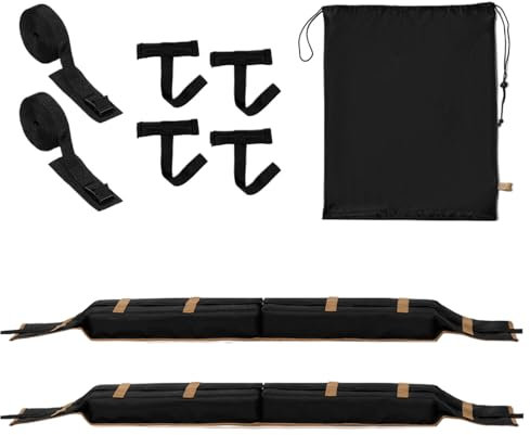 Kajak Dachträger Polster - Schaumstoff Träger Pad, Rutschfester Schutzpolster | Schützende Dachgepäckträger Auflage, Inklusive Spanngurte Für Transporter, Van, Surfen, Kanufahren, Kajak-Ausflüge