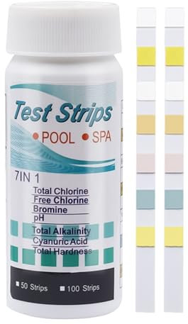 Bandelette de Test pour Eau de Piscine,Kit D'analyse Rapide Pour Bassin 100 Pièces - Set de Multifonctionnel à Résultats Immédiats pour Bassin, Eau Douce, Eau Salée et Spa