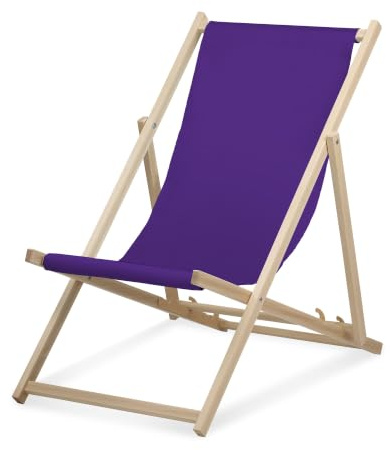 druck.de Liegestuhl einfarbig lila klappbar Buchenholz - 3fach verstellbar | Liegestuhl, Buchenholz, 3fach verstellbar, bis 95kg belastbar, Lila
