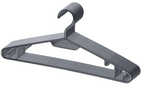 Berlona Kleiderbügel | 20 Stück | Kunststoffbügel mit seitlichen Haken | Platzsparender Bügel, Leicht und Funktionell | 41 cm x 18,5 cm | für Mäntel, Kleider, Hemden, Pullover, Jacken, Hosen | Schwarz