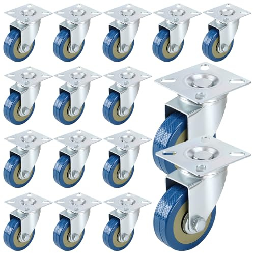 16x Lenkrollen 50mm,Möbelrollen Klein,PVC Schwerlastrollen Transportrollen | für Werkbank und Möbel, Tragkraft 30kg pro Rollen
