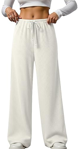 Neteson Hosen Damen Weites Bein Plüsch Warme Jogginghose Lang Herbst Winter | Palazzo Hose Damen Stoffhose Bequeme Freizeithose mit Taschen