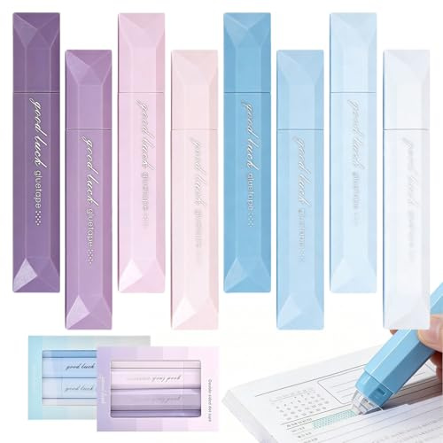 Msauifncp 8 Doppelseitigem Kleberoller in Stiftform Scrapbook Zubehör Set | Tragbares Kleberoller Maus Fotokleber Blau-bis Violettfarbenes Geeignet für Bastelprojekte Bürogebrauch Fotoalben Wohnkultur