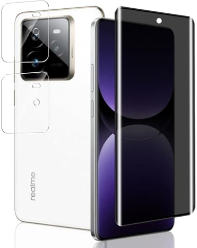 Jaavkkma 9H Protector Pantalla Privacy para Realme GT 7 Pro Cristal Templado [1 Pieza] + Protector Cámara [2 Piezas], Sin Burbujas, Anti Espía Vidrio Templado Película para Realme GT 7 Pro