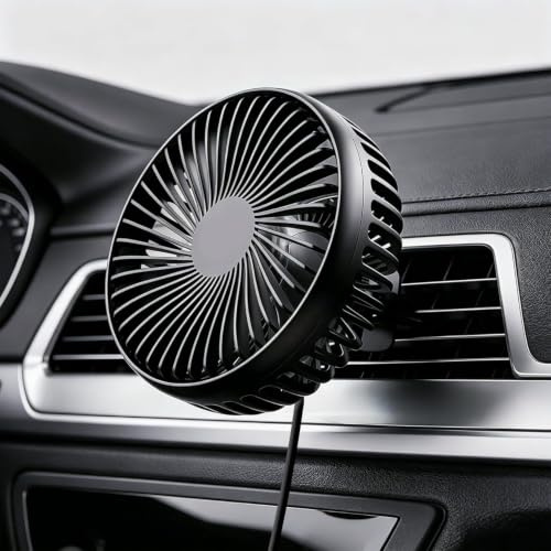 AuraCam Ventilateur de Voiture 12V, Mini Ventilateur Portable USB pour Le Passager, Rotation à 360 Degrés, Ventilateur de siège d'auto avec 3 Vitesses de Vent Fort, Pour SUV/RV/Camion/Berline