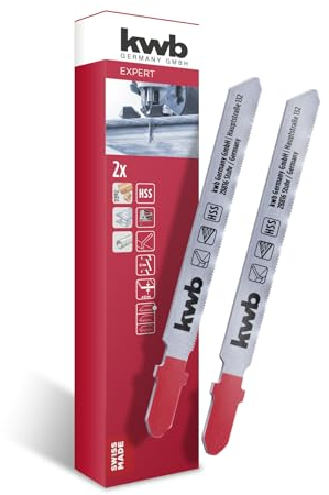 kwb Lames de scie sauteuse HSS pour le métal avec tige à une seule came (tige en T), durée de vie optimale, surface en acier brillant, peu de vibrations, pour les coupes fines