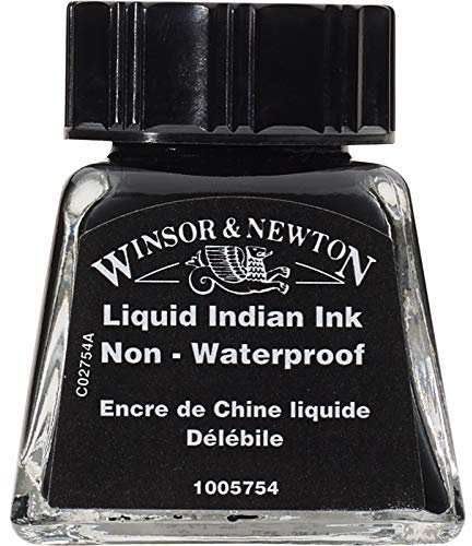 Winsor & Newton 1005754 Drawing Inks- Zeichentusche für Kalligraphen, Illustratoren, Grafikern, Künstler- wasserbeständige Farben, herrvorragender Transparenz, 14ml Flasche- Flüssige Indische Tusche