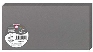 Clairefontaine 12553C - Packung mit 25 Doppelkarten Pollen Format DL 10,6x21,3 cm, gefaltet, 210g, ideal für Ihre Einladungen und Korrespondenz, Stahlgrau, 1 Pack