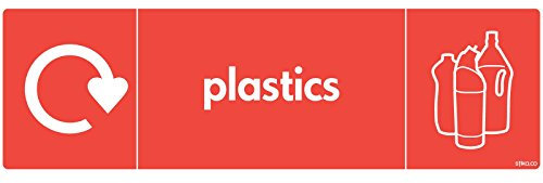 stika.co WRAP Plastic Recycling Sign – Self-Adhesive Vinyl Sticker 200x60mm – Recycle Now Label – BS EN ISO 7010 Compliant Waste Sorting Sign