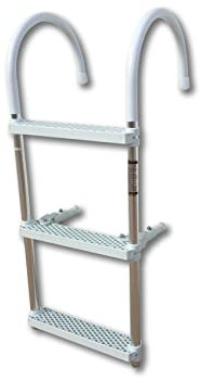 Pactrade Marine Boat Aluminum Polyethlene Swim Boarding 3 Steps Ladder Hook, White