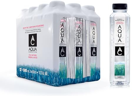 AQUA Carpatica 500ml x 12 Pure Natural Still Mineral Water - 12-Pack Bottled Water, Virtually Nitrate Free, Low Sodium, Naturally Alkaline, Natural Electrolytes, Premium Multipack 100% Recyclable