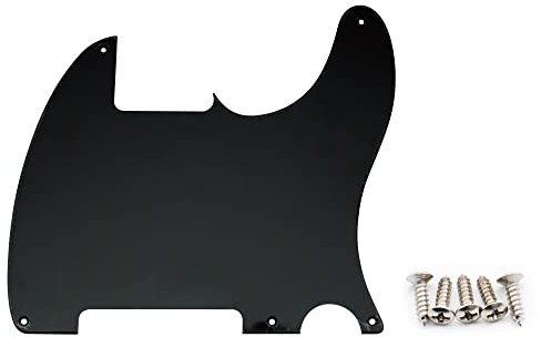 Musiclily 5 Löcher American Vintage Tele Pickguard T-Style Gitarren Schlagbrett für Fender USA/Mexican Telecaster Esquire E-Gitarre,1 lagig Schwarz
