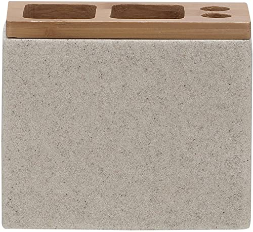 Sealskin Grace Zahnbürstenhalter für elektrische Zahnbürsten, zur Aufbewahrung von Zahnbürste, Zahnbürstenköpfen und Zahnpasta, freistehend, Polyresin, Farbe: Sand, 6 x 12.3 x 10.2 cm