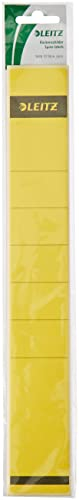 Leitz Rückenschild selbstklebend für Standard- und Hartpappe-Ordner, 10 Stück, 50 mm Rückenbreite, Langes und schmales Format, 39 x 285 mm, Papier, gelb, 16480015